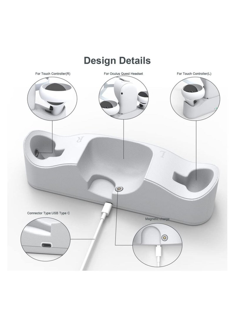 KASTWAVE Charging Dock Set for Oculus Quest 2, Includes 2 Rechargeable Batteries and Covers, Support Magnetic Dual Controller Charging Headset and Grip - Image 2