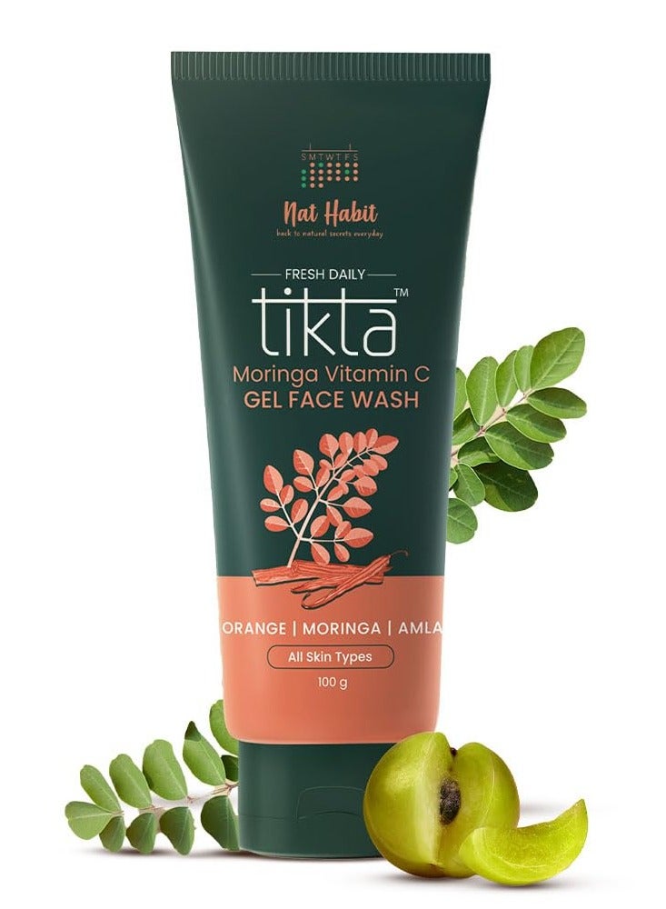 Nat Habit Moringa Vitamin-C Gel Face Wash For Pimple And Oil Control With Glowing Skin, Paraben & Sulphate Free Face Cleanser For Men and Women 100 g - Image 1