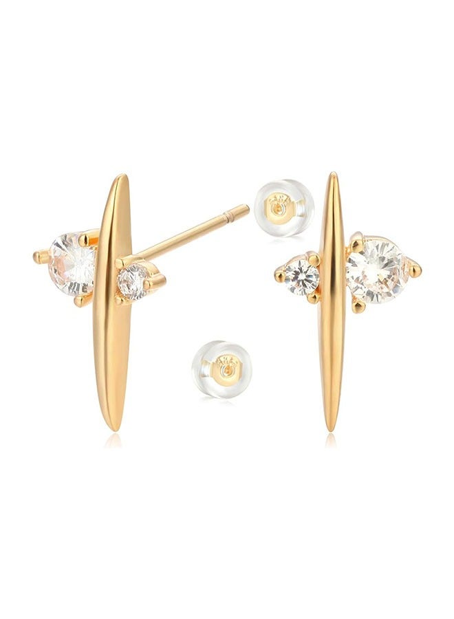 MEVECCO Women Earrings Gold Stud 14K Gold Filled Small Simple Handmade Hypoallergenic Everyday Jewelry - Image 1