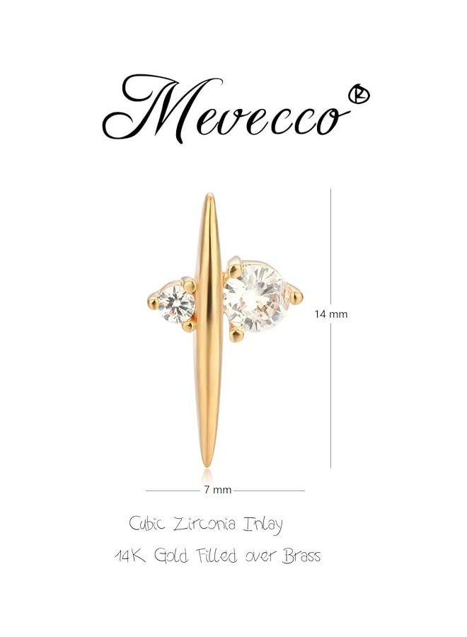 MEVECCO Women Earrings Gold Stud 14K Gold Filled Small Simple Handmade Hypoallergenic Everyday Jewelry - Image 4