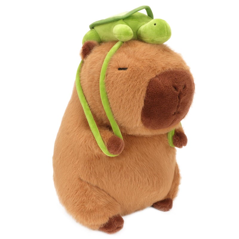 CHDBLOCK Capybara Plush Toy - 9 Inch Cute Capybara Stuffed Animal with Turtle Backpack, Kawaii Capibara Plushie for Kids and Adults - Image 1