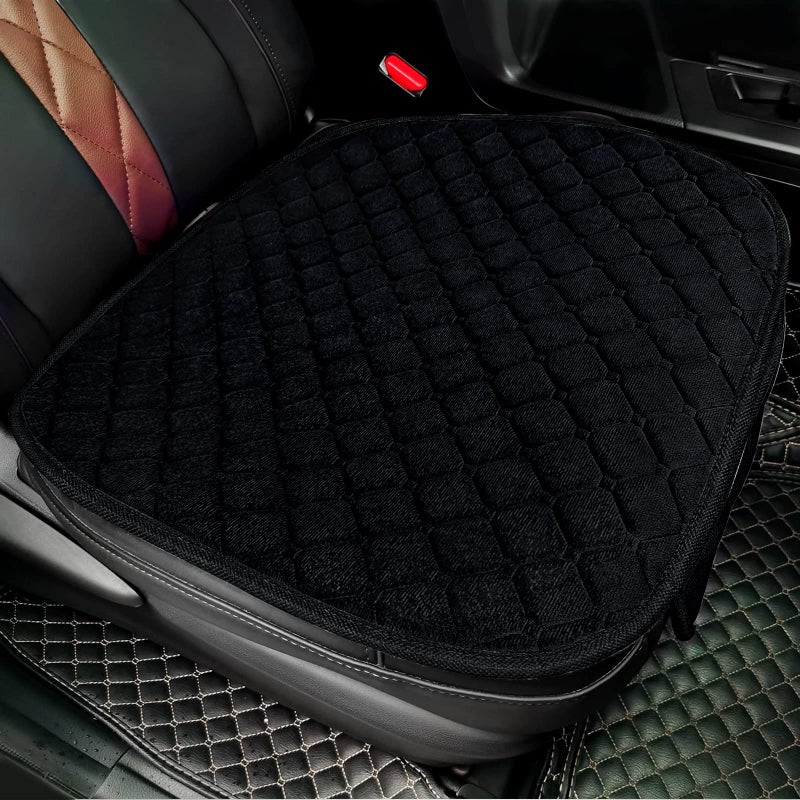 surpassme 2 Comfortable Car Seat Covers Universal Front Seat Coves for Car Accessories with Storage Pockets, Padded Car Interior Covers for Automotive, SUV, Truck, and Van (Black) - Image 2