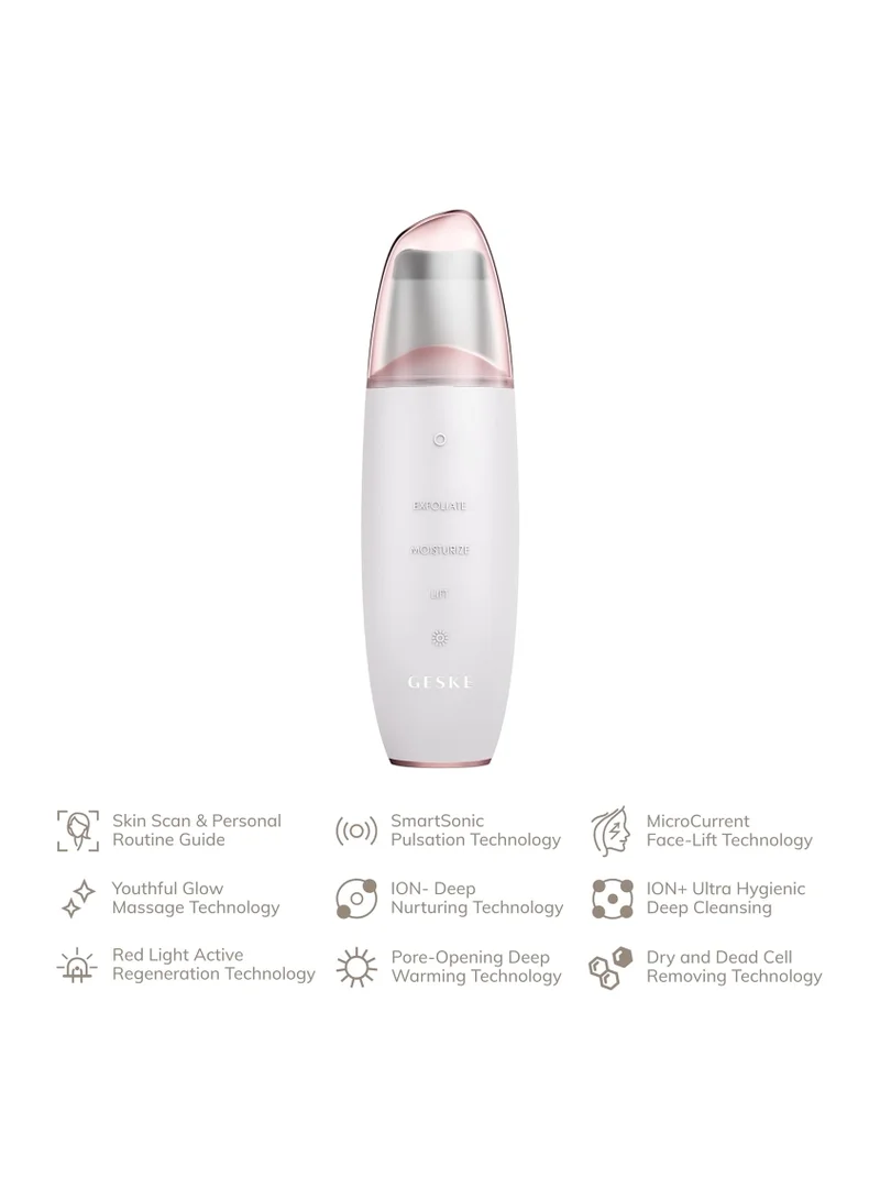 GESKE SmartAppGuided MicroCurrent Skin Scrubber & Blackhead Remover, 9 in 1, Skincare Tools, Face Cleaning, Anti Ageing and Cleansing, Professional Face Tightening, Blackhead Remover, Starlight