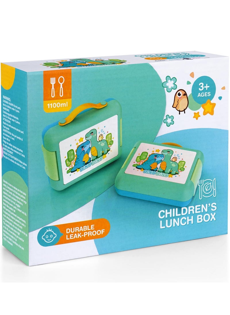 Excefore - Kids Bento Box, Leak-Proof, 4-Compartment Bento-Style Lunch Box, Perfect Portion Sizes for Ages 3 to 10 - BPA-Free, Portable Handle, Dishwasher Safe, Food-Safe Materials, Tiffany Green - Image 1