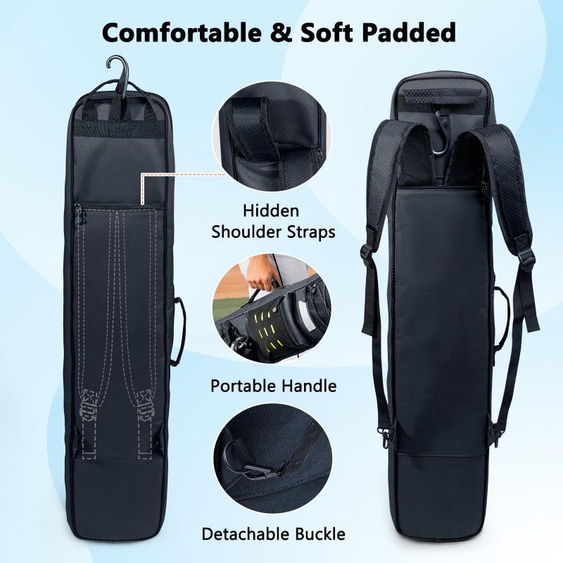 VIGEGARI Baseball Bat Bag Backpack Holds 4 Bats, Slim Bat-Focused Design for Youth & Adults, Baseball Bag with Fence Hook, Padded Bat Case with Ball Pocket, Softball & T-Ball Bat Carrying Bag - Image 5
