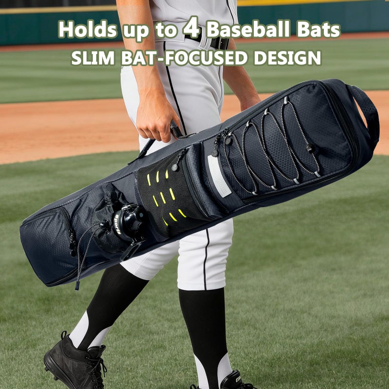VIGEGARI Baseball Bat Bag Backpack Holds 4 Bats, Slim Bat-Focused Design for Youth & Adults, Baseball Bag with Fence Hook, Padded Bat Case with Ball Pocket, Softball & T-Ball Bat Carrying Bag - Image 2
