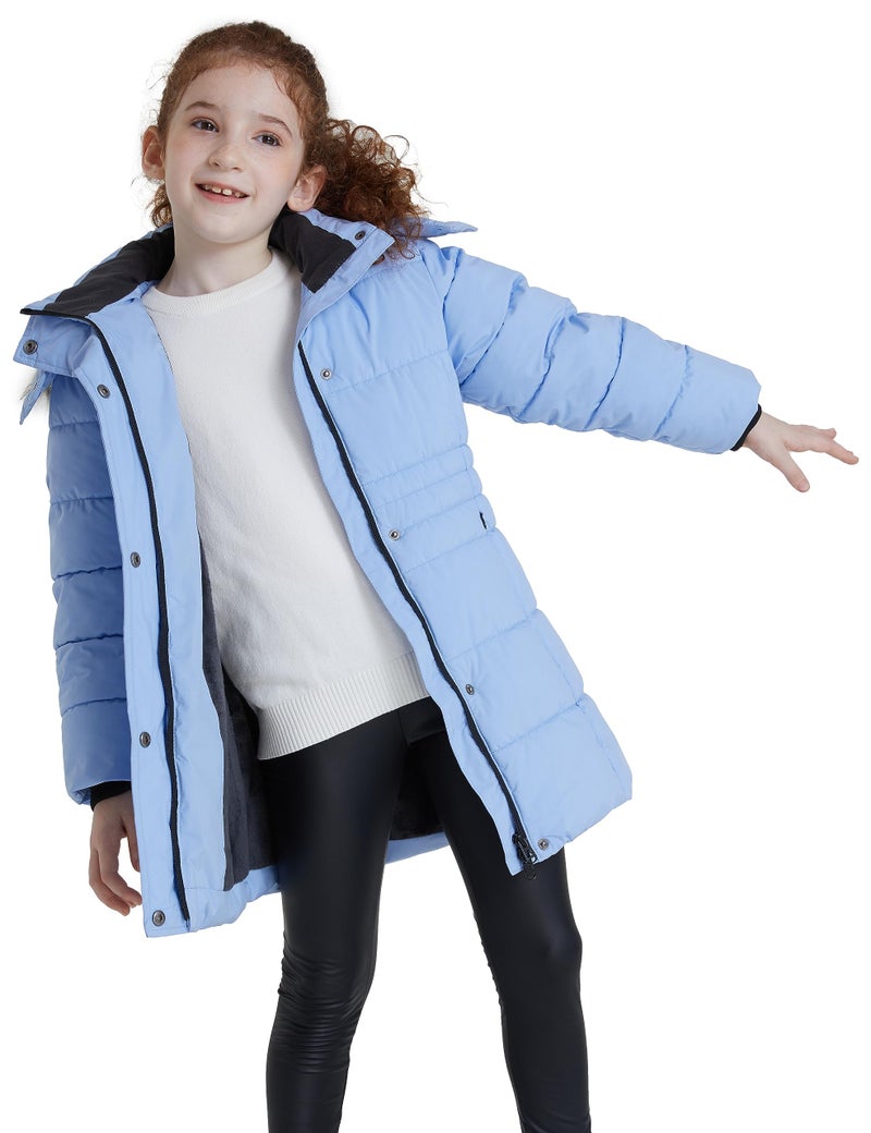 ZSHOW Girls' Mid-length Winter Coat Windproof Warm Padded Puffer Jacket Fleece Outerwear Coat(Light Purple,10-12) - Image 3