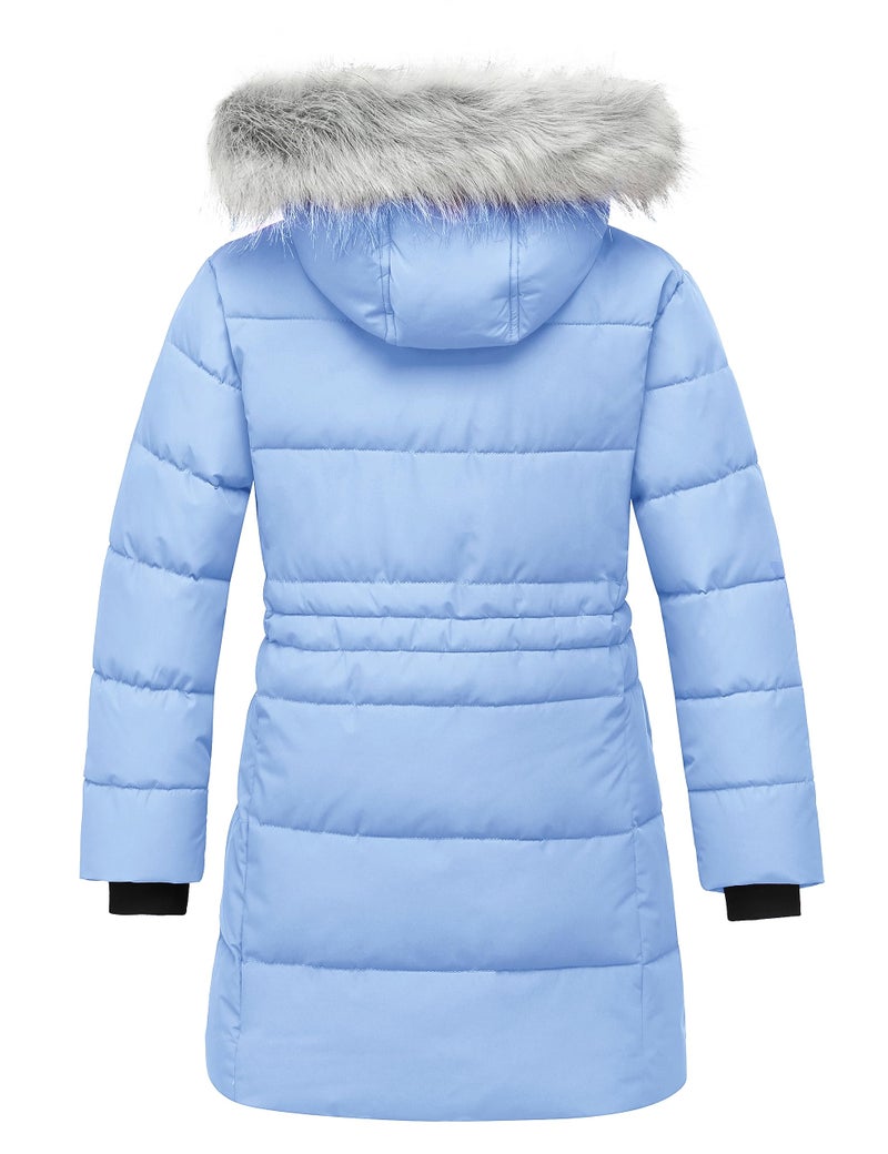 ZSHOW Girls' Mid-length Winter Coat Windproof Warm Padded Puffer Jacket Fleece Outerwear Coat(Light Purple,10-12) - Image 2