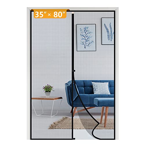 Yotache Magnetic Screen Door Fits Door Size 35 x 80, Screen Size 37" x 81" Reinforced Fiberglass Net Curtain Easy Installation for Walk Through Door Black - Image 1