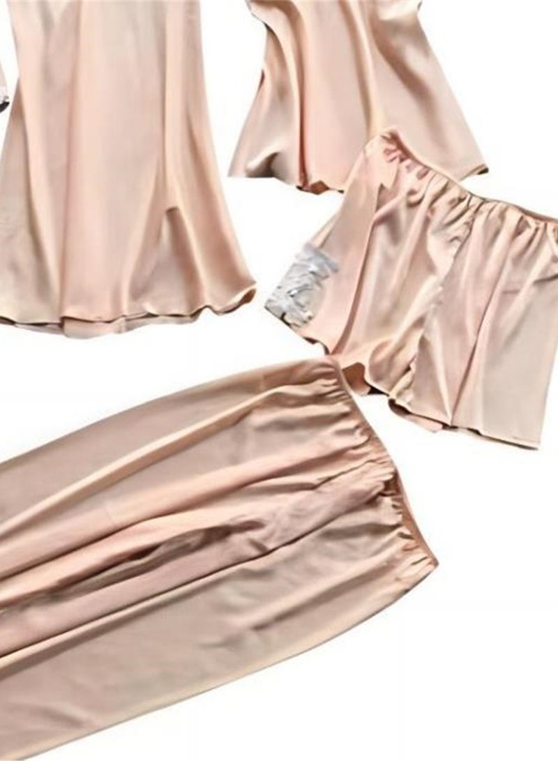 5 Pcs Pajamas Mid Sleeves Lounge Clothes Robe Pajamas Set  - Image 3