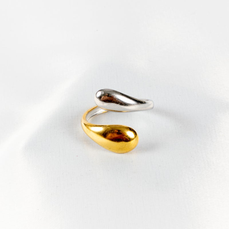 ذا بلاك بيرل اكسسوريز خاتم أستانليس ستيل فري سايز ذهبي × فضي - Image 2