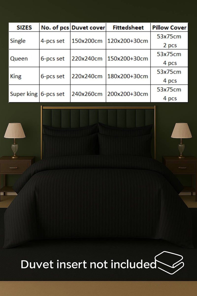 MAXQON 6-Piece Duvet Cover Set –Super King Size, Includes 1 Duvet Cover(240x260cm), 1 Fitted Sheet(200x200+30cm) 4 Pillowcases(53x75cm), Color Black - Image 4