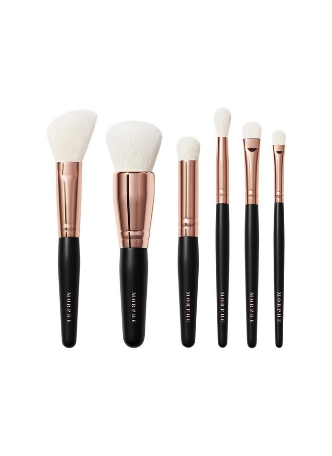 Morphe - Morphe Rose Away Makeup Brushes - 6 Piece Makeup Brush Set of Eye and Face Brushes - Made with Synthetic Bristles and Includes Makeup Brush Case (6 Count) - Image 1