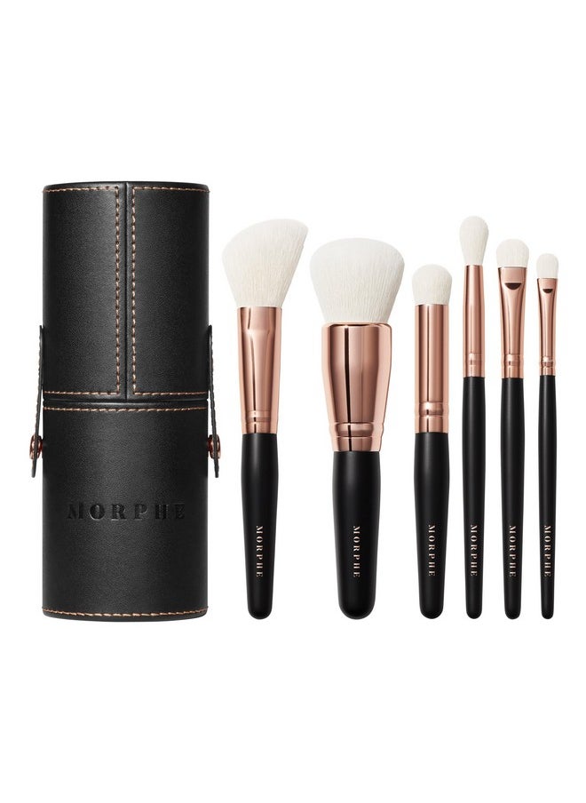 Morphe - Morphe Rose Away Makeup Brushes - 6 Piece Makeup Brush Set of Eye and Face Brushes - Made with Synthetic Bristles and Includes Makeup Brush Case (6 Count) - Image 1