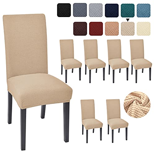 Aertiavty Chair Covers for Dining Room 6 Pack Chair Seat Cover for Dining Room Kitchen, Parsons Chair Covers Dining Chair Slipcover, Light Khaki - Image 1