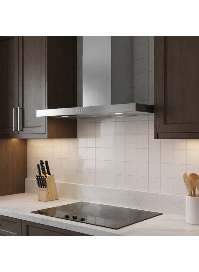 إيكو ماتك شفاط مطبخ  90 سم استانلس ستيل حرف T -3  سرعات – 750 م³/الساعة – فلاتر معدنية + كربون – إضاءة LED – تشغيل داخلي/خارجي H9307TB - Image 2