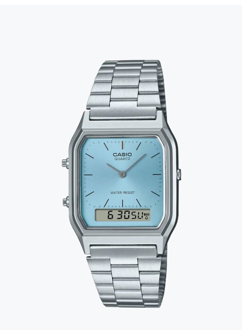 Casio AQ-230A-2A1MQY Blue Dial Unisex Analog Quartz Watch with Stainless Steel Strap - Image 1