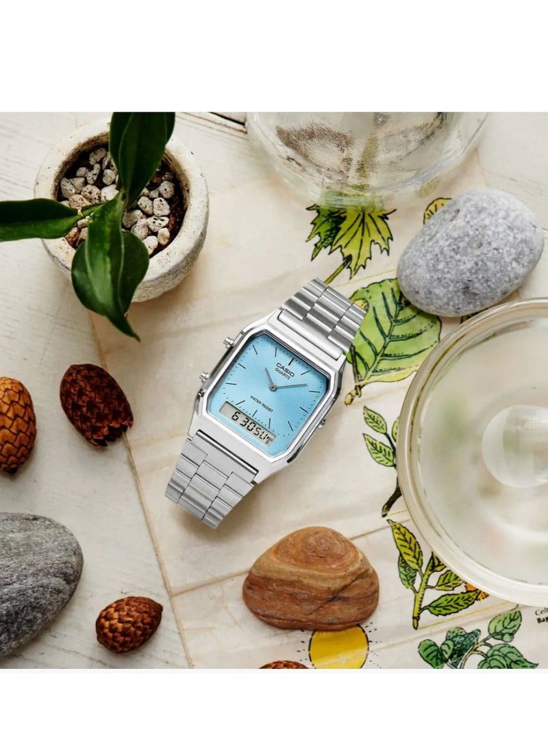 Casio AQ-230A-2A1MQY Blue Dial Unisex Analog Quartz Watch with Stainless Steel Strap - Image 2