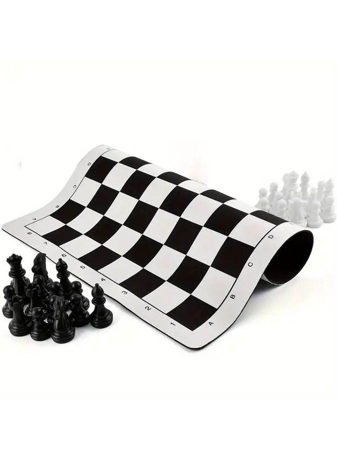Premium Uncharged Rubber Chess Set International Standard Roll Up Board - Image 1
