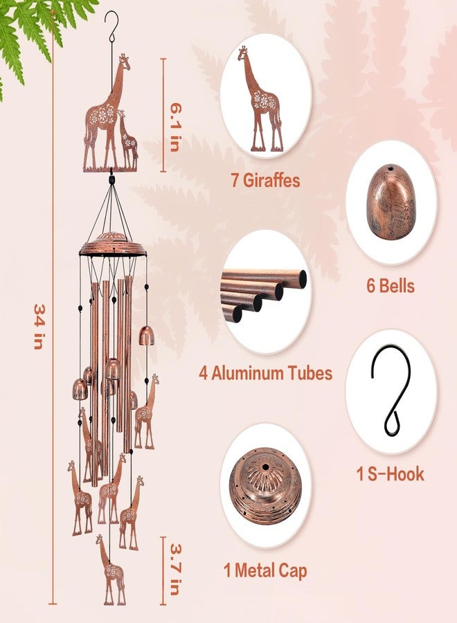 EZTZEN Giraffe Wind Chimes Outdoor Giraffe Gifts for Women/Men/Mom/Wife/Grandma Birthday Gifts Memorial Gift Metal WindChimes for Outside/Indoors, Lawn, Patio, Home, Porch, Yard Decor, Garden Decorations - Image 5