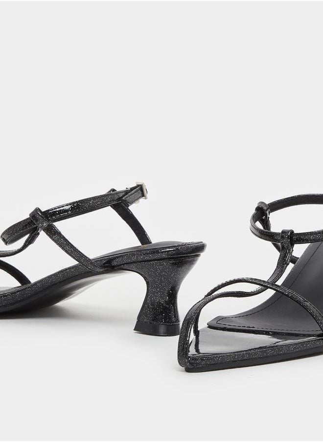 Styli Glittered Pointed Toe Kitten Heel Sandals  - Image 3