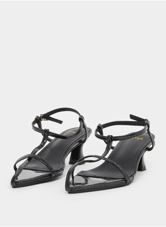 Styli Glittered Pointed Toe Kitten Heel Sandals  - Image 2