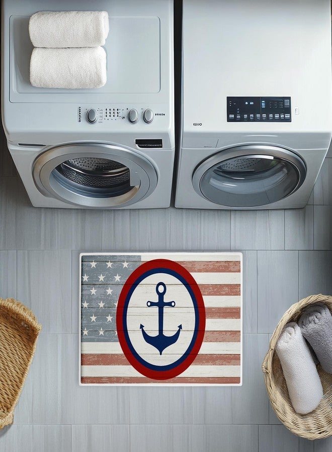 Stupell Industries Nautical Flag with Anchor Plush Bathroom Mat & Bath Rug, Soft Quick-Dry Non-Slip Bathroom Rug with Recycled Foam Cushion, Coastal Maritime Nautical Design by Kim Allen, 18"x30" - Image 3