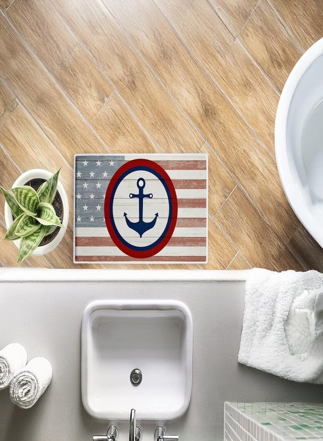 Stupell Industries Nautical Flag with Anchor Plush Bathroom Mat & Bath Rug, Soft Quick-Dry Non-Slip Bathroom Rug with Recycled Foam Cushion, Coastal Maritime Nautical Design by Kim Allen, 18"x30" - Image 4