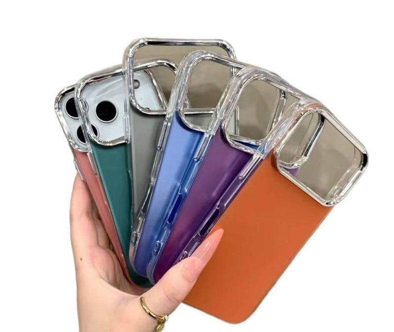 Cream Glue MagSafe Case for iPhone 14 / 14 Plus / 14 Pro / 14 Pro Max with Full Coverage and Electroplated Mirror Frame plus Magnetic plus Scratch Resistant in Orange - Image 1