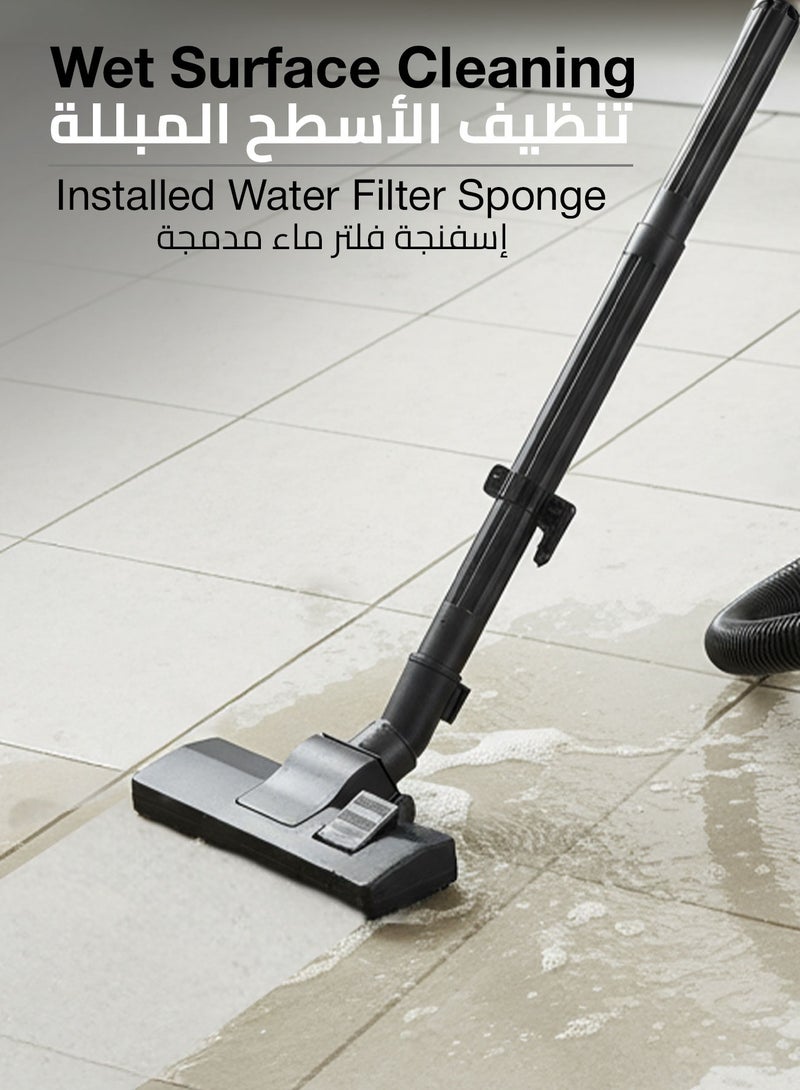 GREEN LION 2 In 1 Vacuum Cleaner / 8 Liter Capacity / 16KPa Maximum Vacuum / Motor with Separate Air Ducts / Special Brush for Wet Suction/Dry Suction / Includes Floor Brush Hanger / 5M UK Plug Cord Length - White - Image 4