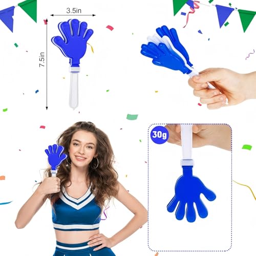Junkin 100 Pcs Hand Clappers Bulk 7 5 x 3 5 Inches Noise Makers Party Favors Clapping Noise Maker Clacker for Birthdays Game Prizes Rewards Football Sporting Events Cheers Supplies Blue White - Image 5