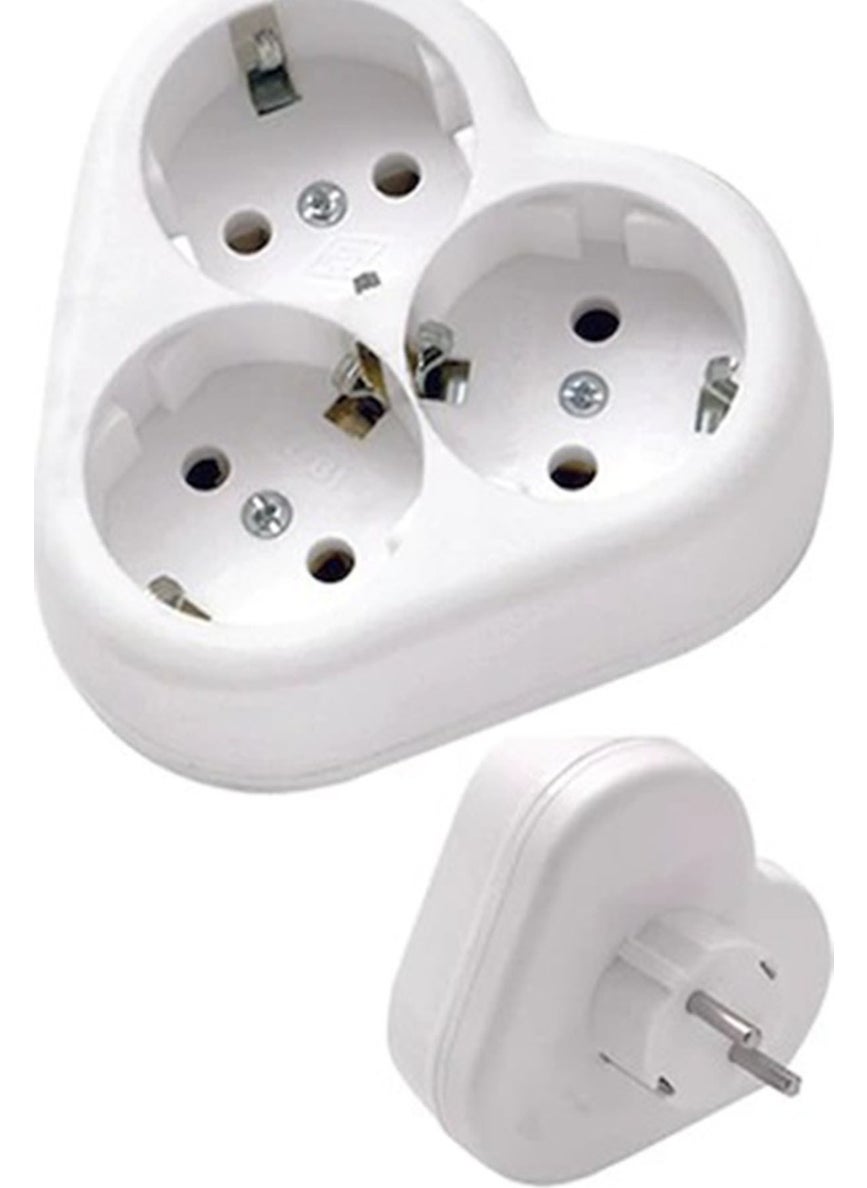 Markafox 101-03P Papatya Golyat Wireless 3-Pin Grounded Triple Socket Coupler White 1410  - Image 1