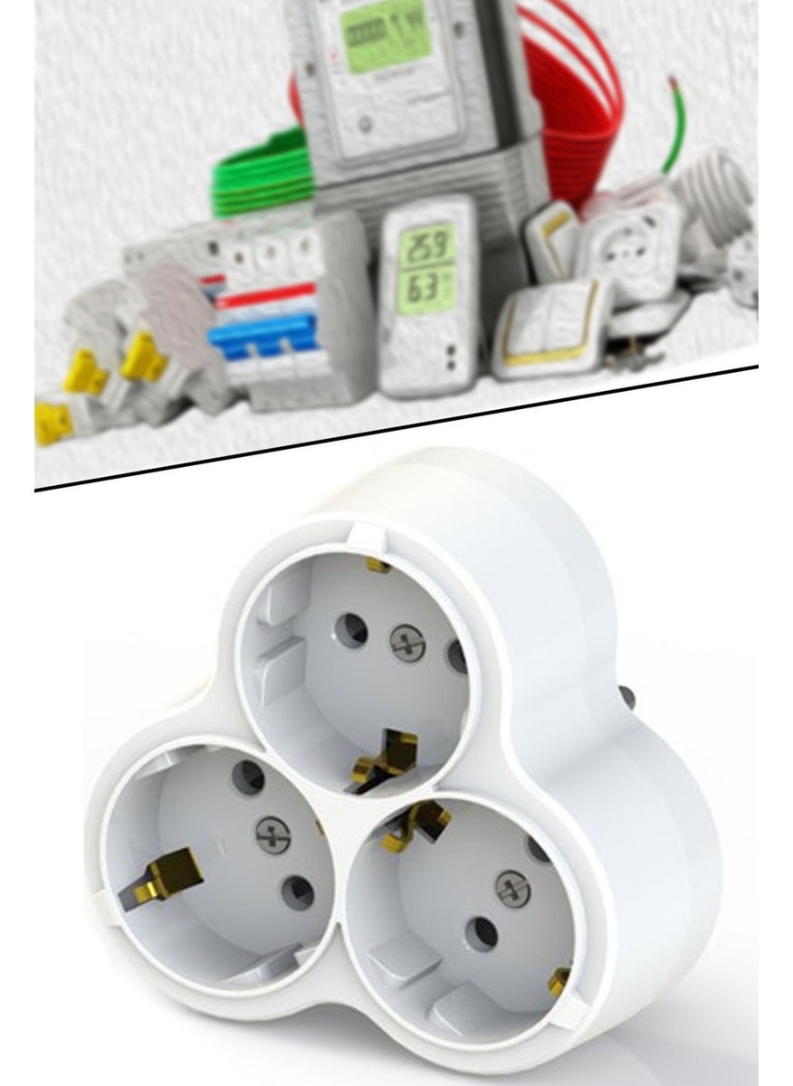 Markafox 101-03P Papatya Golyat Wireless 3-Pin Grounded Triple Socket Coupler White 1410  - Image 2