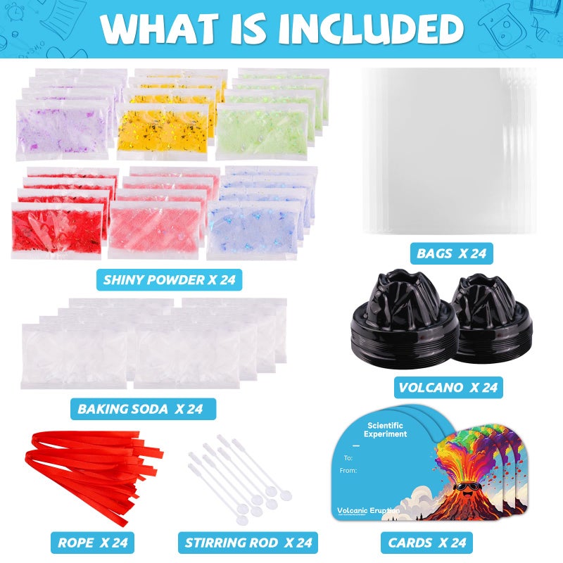AT-DRESSINGDAY 24 Pack Erupting Volcano Science Kit Valentines Gifts Party Favors with Valentine's Cards STEM Projects Educational Toys for Boys Girls School Exchange - Image 2