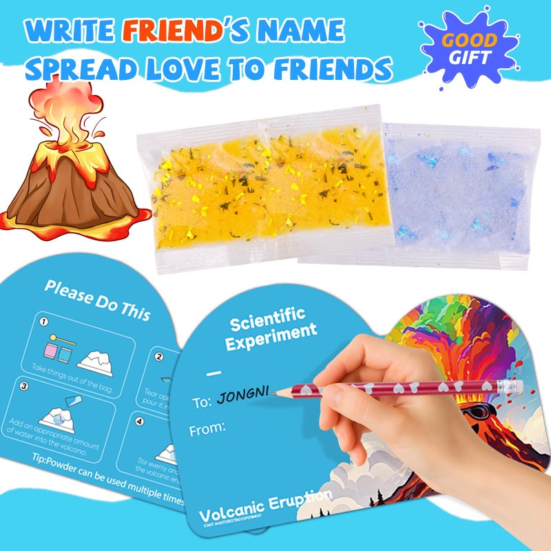 AT-DRESSINGDAY 24 Pack Erupting Volcano Science Kit Valentines Gifts Party Favors with Valentine's Cards STEM Projects Educational Toys for Boys Girls School Exchange - Image 4