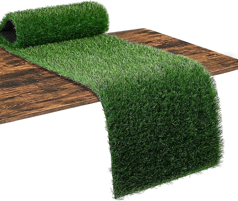 KAHEIGN Table Runner Artificial Grass Table Cloth 36 cm x 122 cm Artificial Grass Table Runner Easter Table Cloth Artificial Grass Table Mat for Football Party, Wedding, Birthday, Banquet, Garden - Image 1