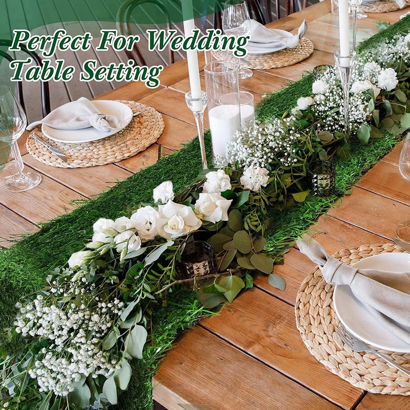 KAHEIGN Table Runner Artificial Grass Table Cloth 36 cm x 122 cm Artificial Grass Table Runner Easter Table Cloth Artificial Grass Table Mat for Football Party, Wedding, Birthday, Banquet, Garden - Image 5