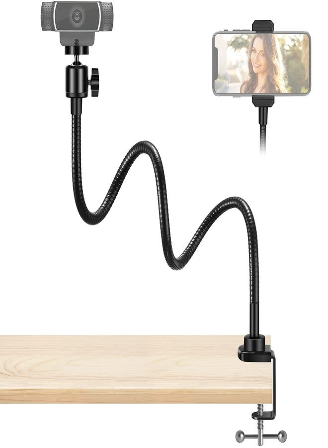 InnoGear Webcam Stand with Phone Mount, Desk Camera Arm Stands Gooseneck for Logitech Webcam BRIO 4K C960 C920 C920S C922 C922x C925e C930 C930e C615 NexiGo N60, Right Light, Gopro with 1/4" Thread - Image 1