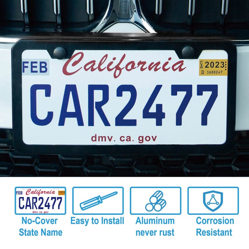 lengnoyp 2PCS Premium Matte Black License Plate Frames, Solid Rust-Proof Aluminum Holder with 2 Holes, Universal Car Frame for Women and Man, Including Screws, by Lengnoyp. - Image 2