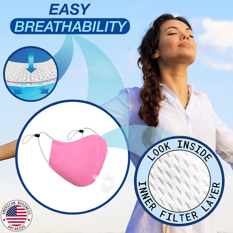 Arcarius Breathable Sports Face Mask – Moisture Wicking Gym & Travel Fit (3-Pack) - Image 4