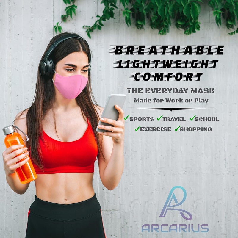 Arcarius Breathable Sports Face Mask – Moisture Wicking Gym & Travel Fit (3-Pack) - Image 2