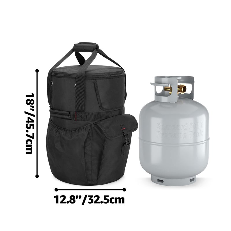 SAMDEW Outdoor 20 lb Propane Tank Bag, Portable Propane Gas Tank Cover, with Tabletop Feature, 2 Pockets and Carrying Handles, for Home & Outdoor Use, Black, Bag Only - Image 5