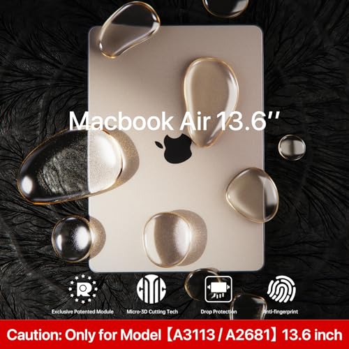 soonjet غطاء متوافق مع ماك بوك إير 13.6 بوصة موديل M4 M3 M2 2025 2024-2022 A3240 A3113 A2681، غطاء صلب واقي متين لماك بوك إير M2 13 بوصة - شفاف ستارلايت - Image 2