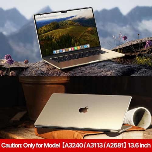soonjet غطاء متوافق مع ماك بوك إير 13.6 بوصة موديل M4 M3 M2 2025 2024-2022 A3240 A3113 A2681، غطاء صلب واقي متين لماك بوك إير M2 13 بوصة - شفاف ستارلايت - Image 5