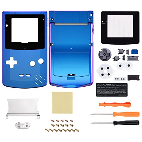 eXtremeRate IPS Ready Upgraded eXtremeRate Chameleon Purple Blue Replacement Shell Full Housing & Black Screen Lens for Gameboy Color – Fit for OSD IPS & Regular IPS & Standard LCD – Console & IPS Screen Without - Image 2