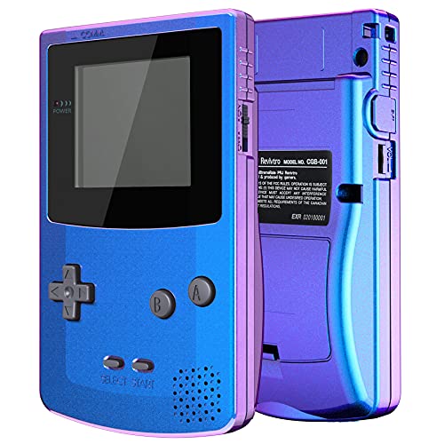 eXtremeRate IPS Ready Upgraded eXtremeRate Chameleon Purple Blue Replacement Shell Full Housing & Black Screen Lens for Gameboy Color – Fit for OSD IPS & Regular IPS & Standard LCD – Console & IPS Screen Without - Image 1