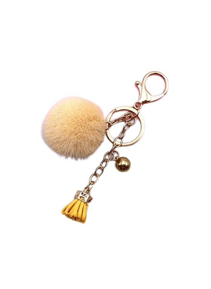 O Ozone Pompoms Keychain Small Faux Fur Ball with Gold Plated Keyring Handbag Backpack