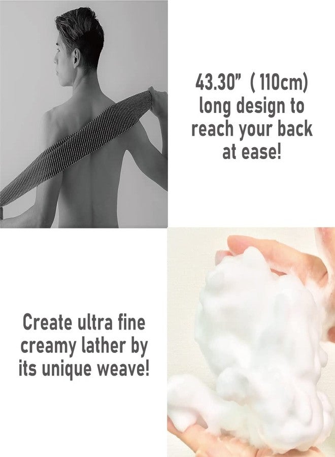 Terra Distribution Exfoliating Washcloth [Made in Japan] Extra Long Exfoliating Towel Special Texture Makes Fluffy Foam Lather, Back Scrubber, Dead Skin Cell Remover, Loofah for Women and Men (Black) - Image 3