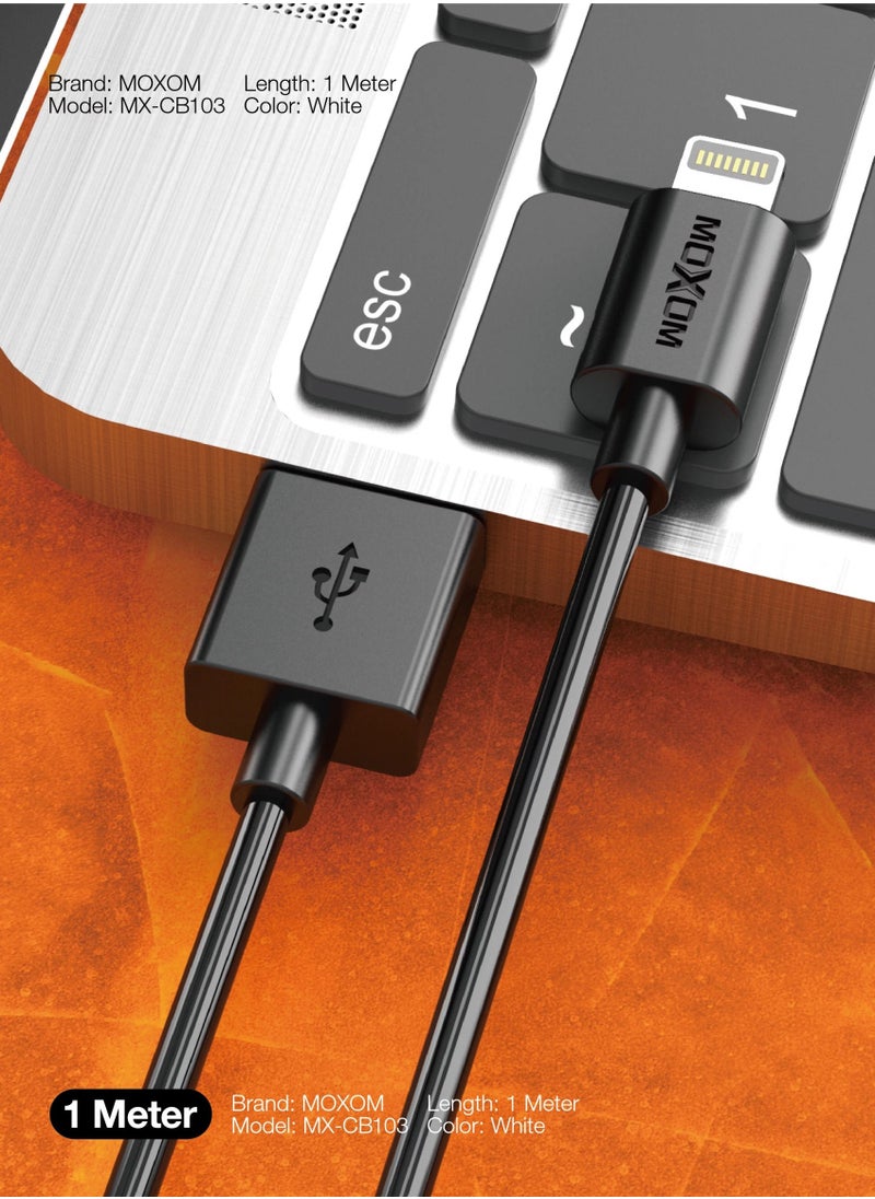 MOXOM CB103 Charging cable for Apple iPhone Black  - Image 2