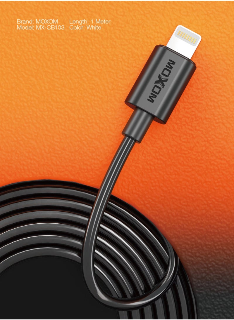 MOXOM CB103 Charging cable for Apple iPhone Black  - Image 3